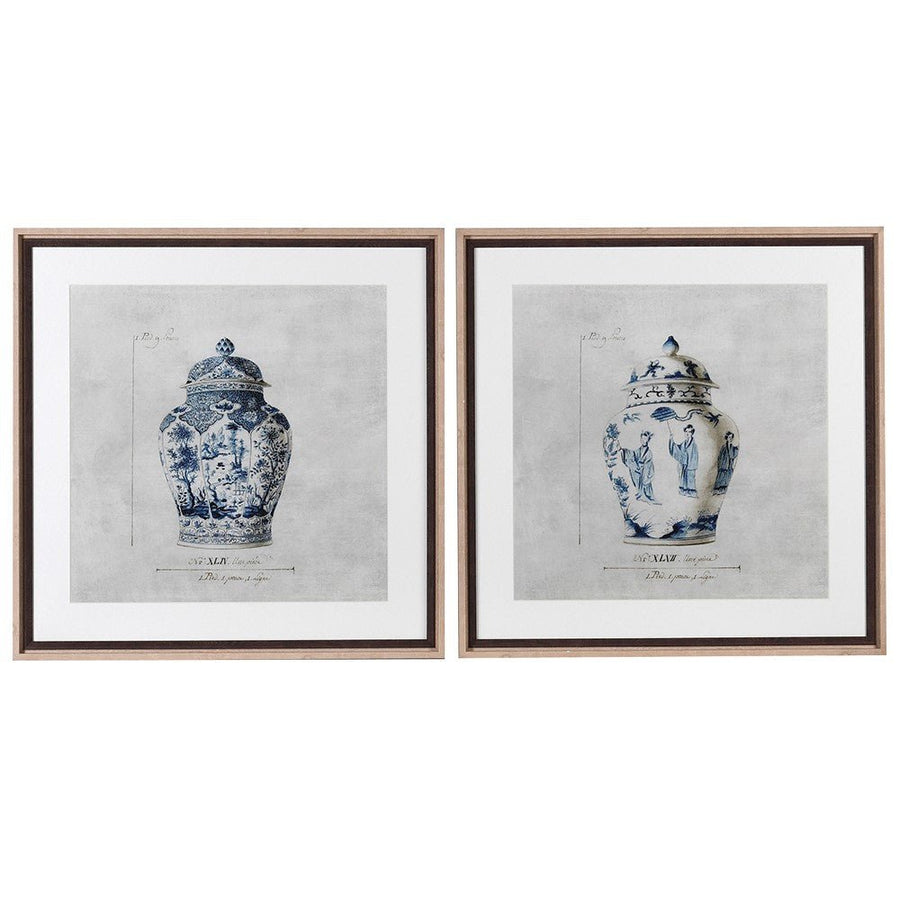 S/2 Chinoiserie Urn Picture - Elegant Wall Art