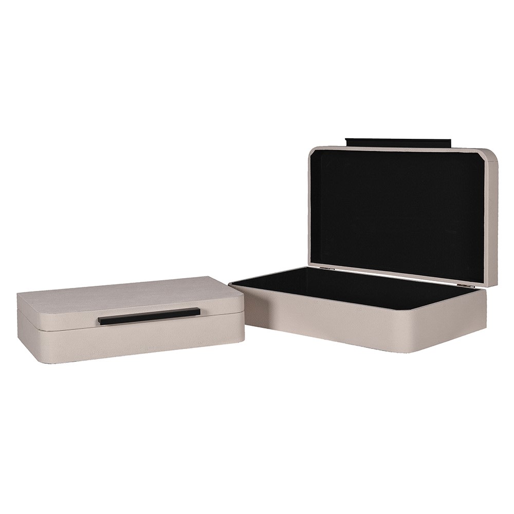 S/2 Cream Faux Boxes - LUXONAS