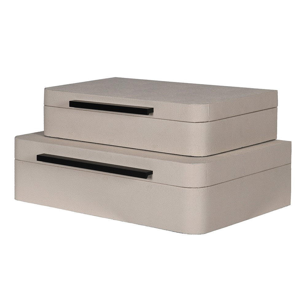 Elegant Cream Faux Storage Boxes - Set of 2