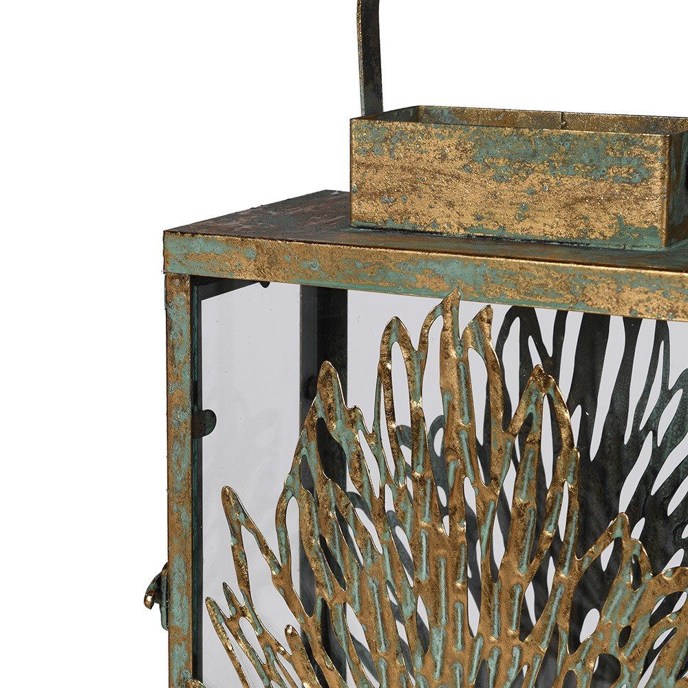 S/2 Distressed Gold Lanterns - LUXONAS