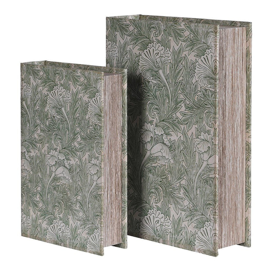 S/2 Green Floral Decorative Books