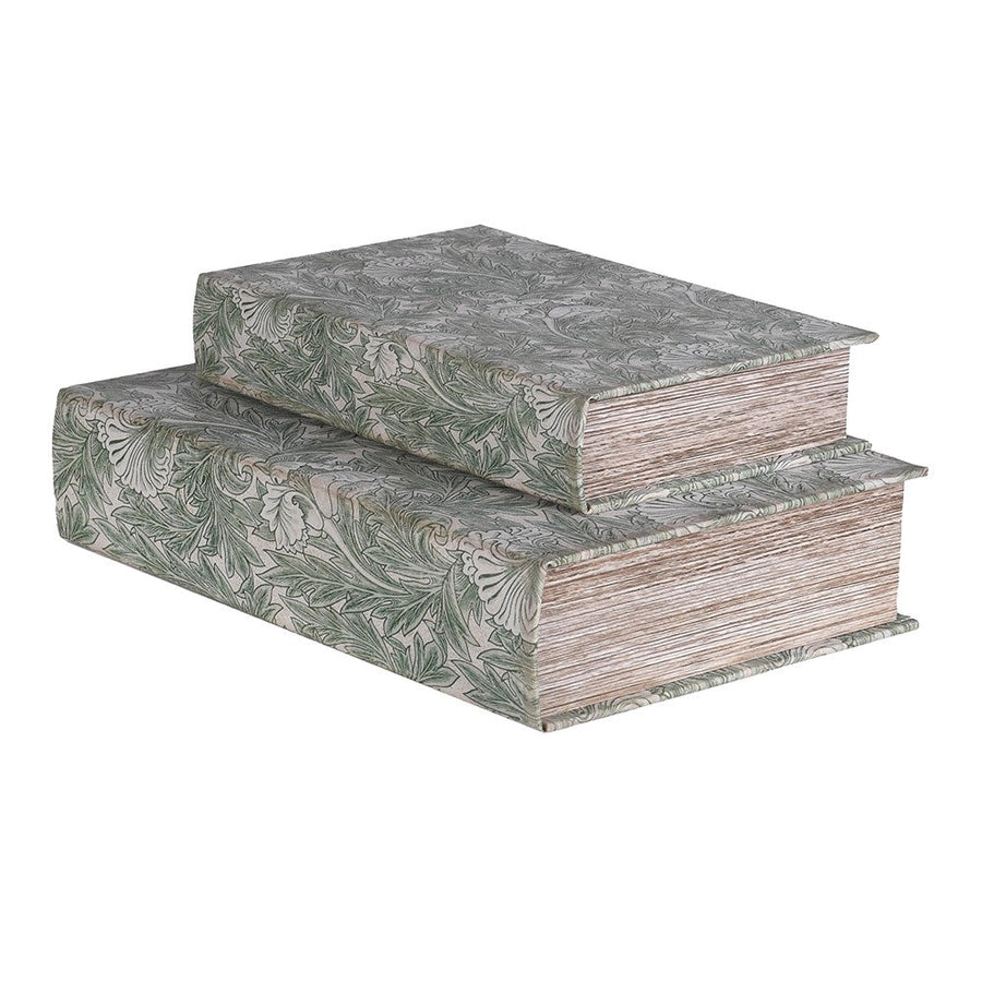 S/2 Green Floral Decorative Books