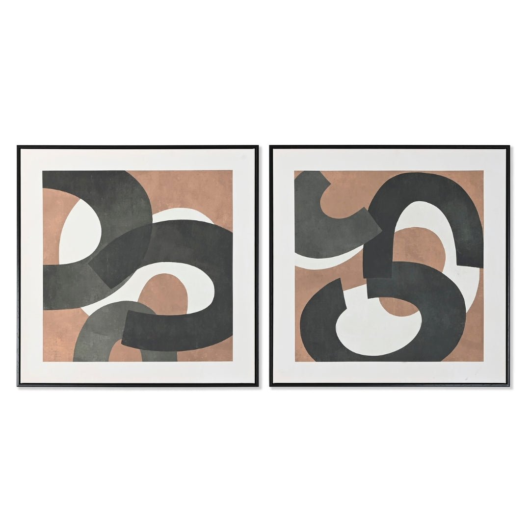 S/2 Hand Painted Black Frame Wall Art - LUXONAS