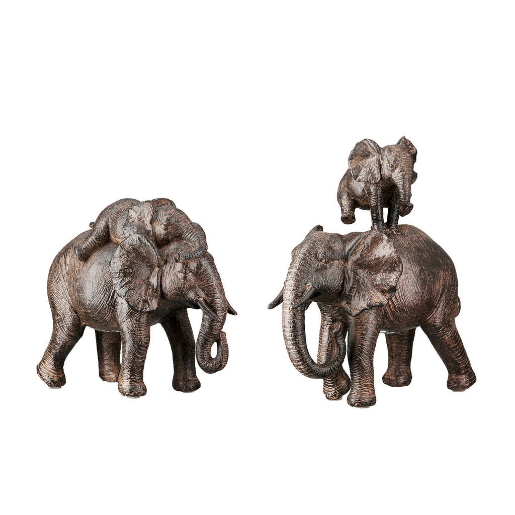 S/2 Resin Tarangire Elephant Figurine - LUXONAS HOME