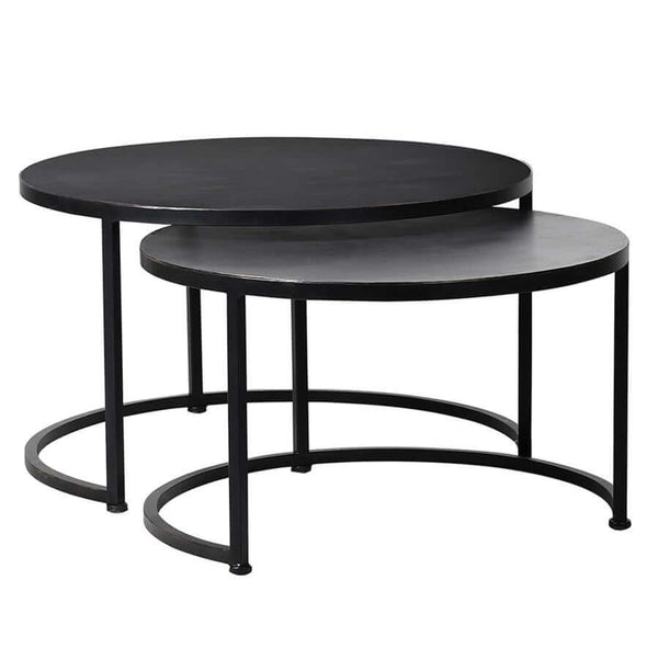 S/2 Round Iron Coffee Tables - Stylish & Versatile