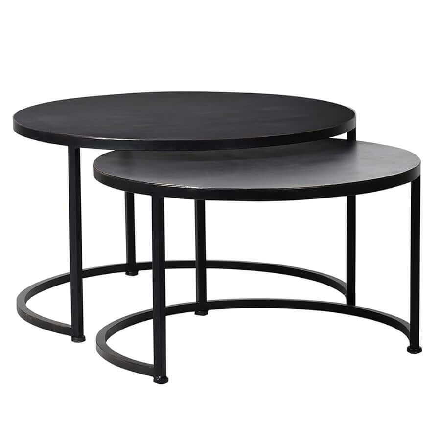 S/2 Round Iron Coffee Tables - Stylish & Versatile