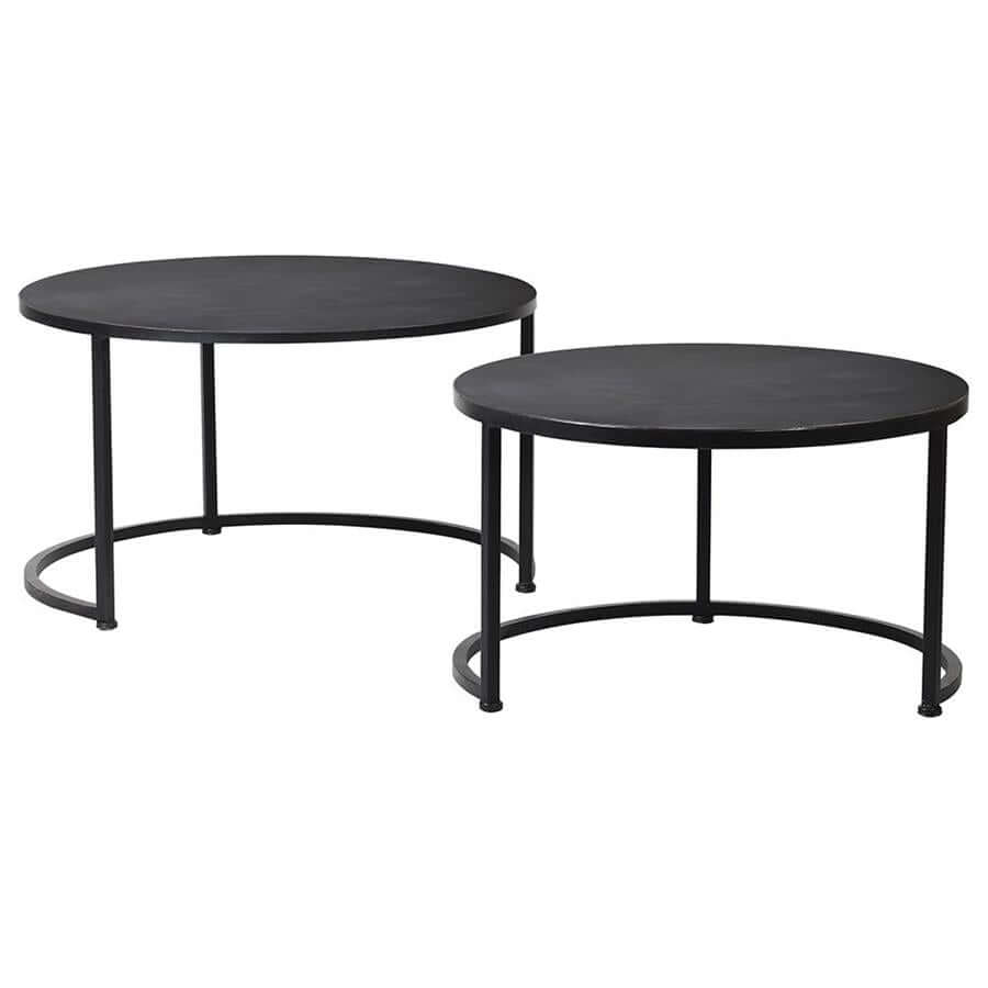 S/2 Round Iron Coffee Tables - LUXONAS