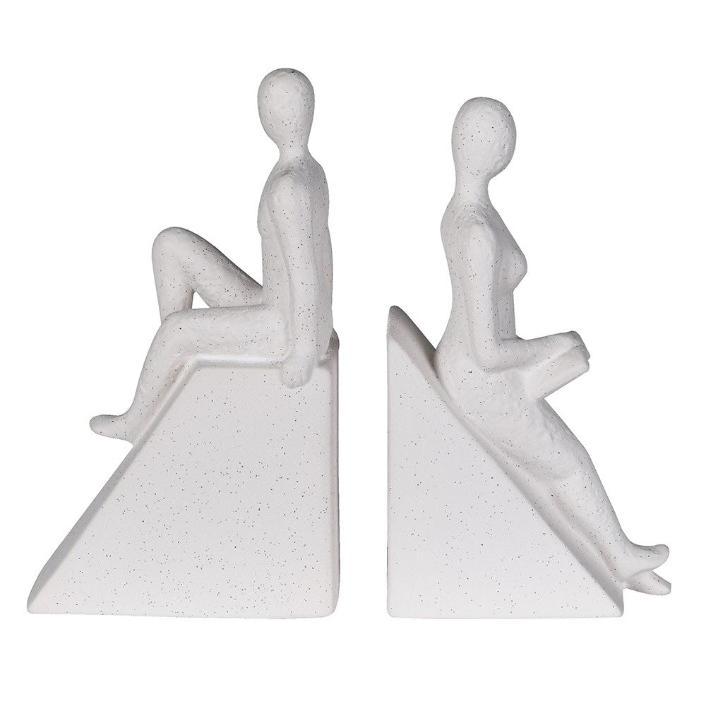 S/2 Sitting Figure Bookends - Elegant Ceramic Design - LUXONAS