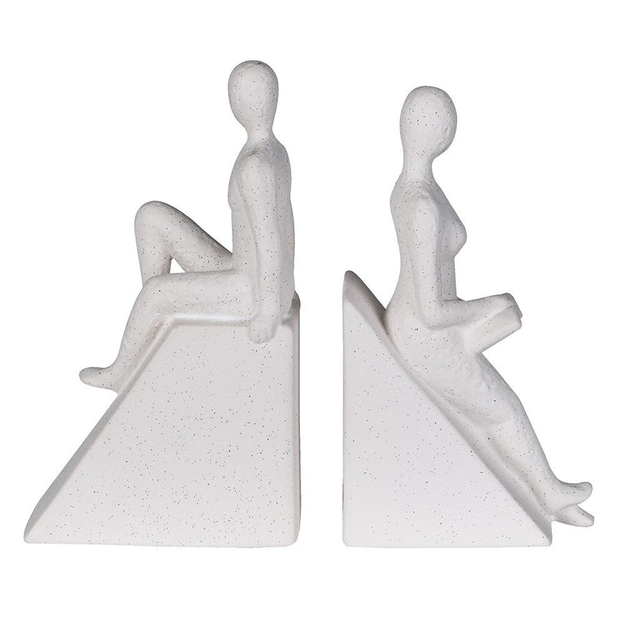 S/2 Sitting Figure Bookends - Elegant Ceramic Design