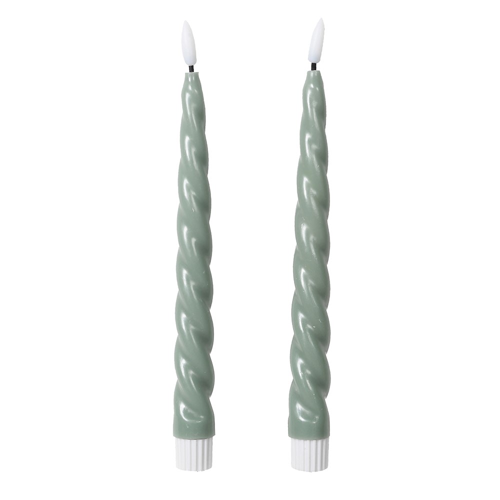 S/2 Twisted Sage LED Candles - LUXONAS