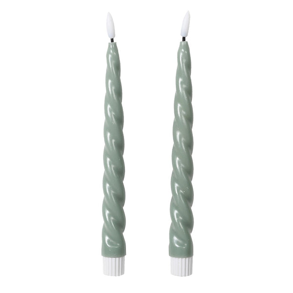 S/2 Twisted Sage LED Candles