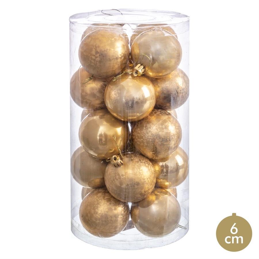S/20 Hanging Gold Baubles 6cm - LUXONAS