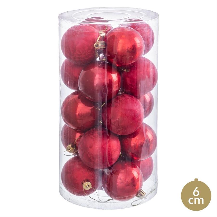S/20 Hanging Red Baubles 6cm - LUXONAS
