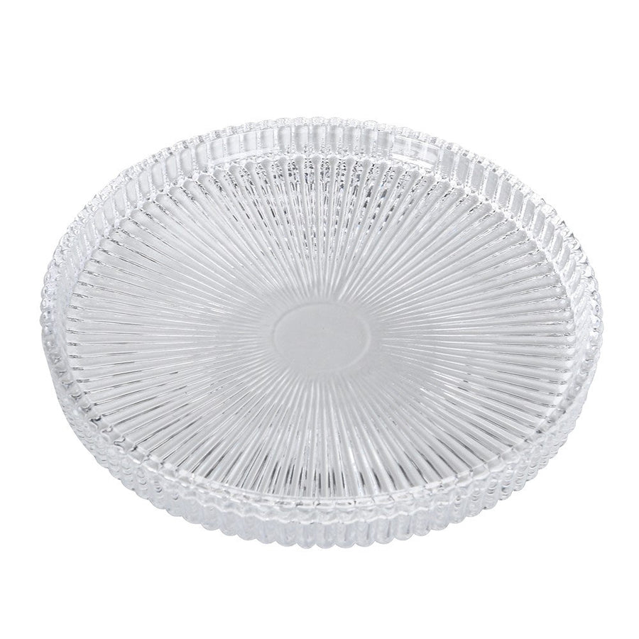 S/3 Ribbed Candle Plates - Elegant Decorative Glass
