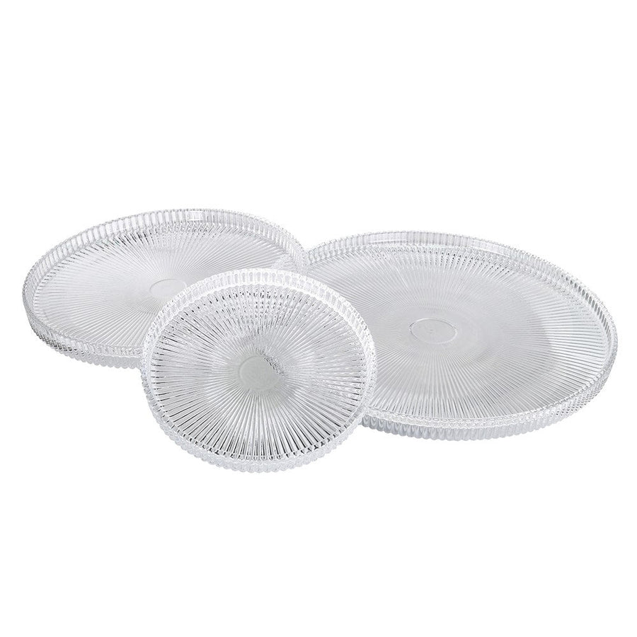 S/3 Ribbed Candle Plates - Elegant Decorative Glass