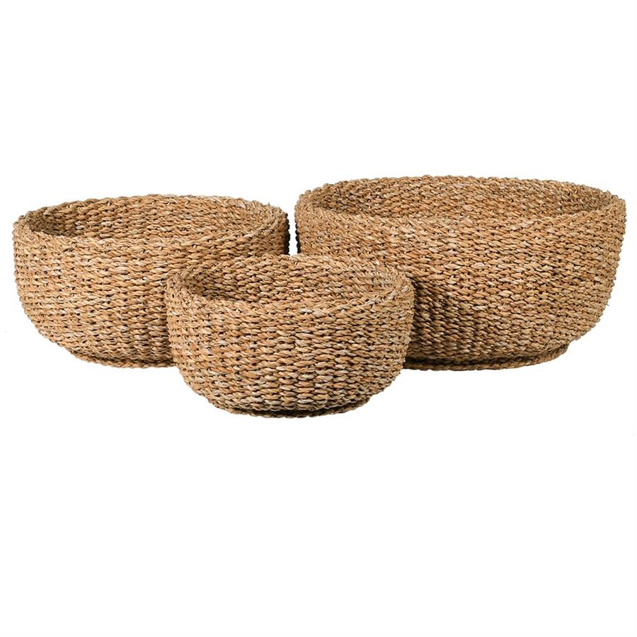 S/3 Round Woven Baskets for Stylish Storage