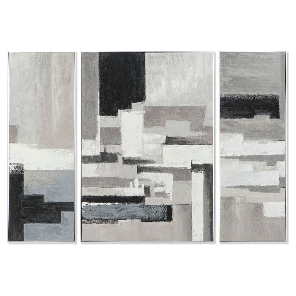 S/3 Shades of Grey Abstract Wall Art Set