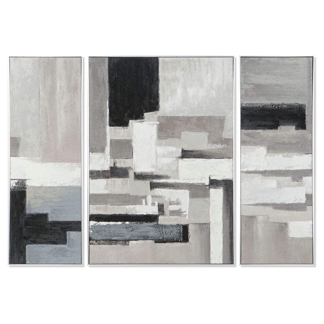 S/3 Shades of Grey Abstract Wall Art Set