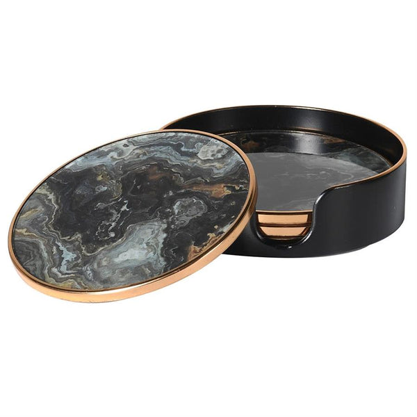 Elegant Black Marble Effect Coasters - Set of 4