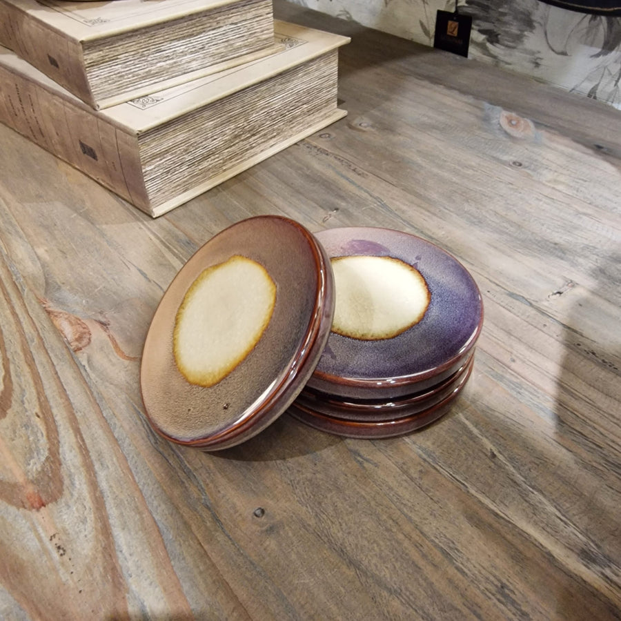S/4 Brown Eye Ceramic Coasters - Elegant and Durable
