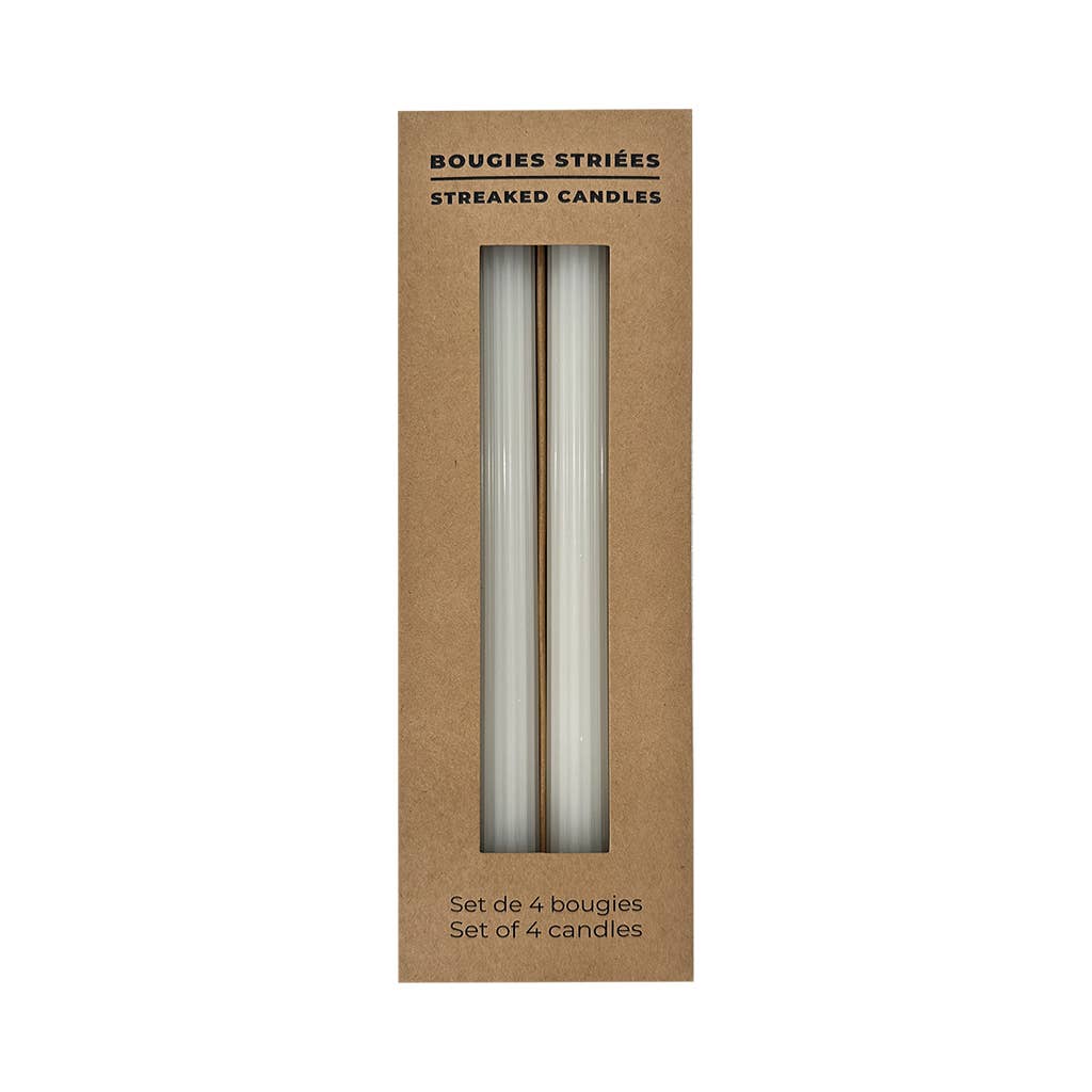S/4 Long Ribbed White Candles