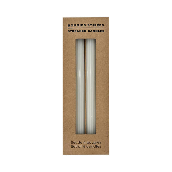 S/4 Long Ribbed White Candles