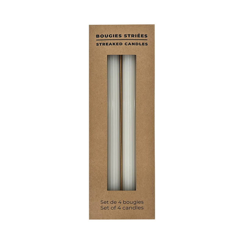 S/4 Long Ribbed White Candles