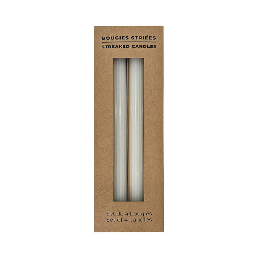 S/4 Long Ribbed White Candles