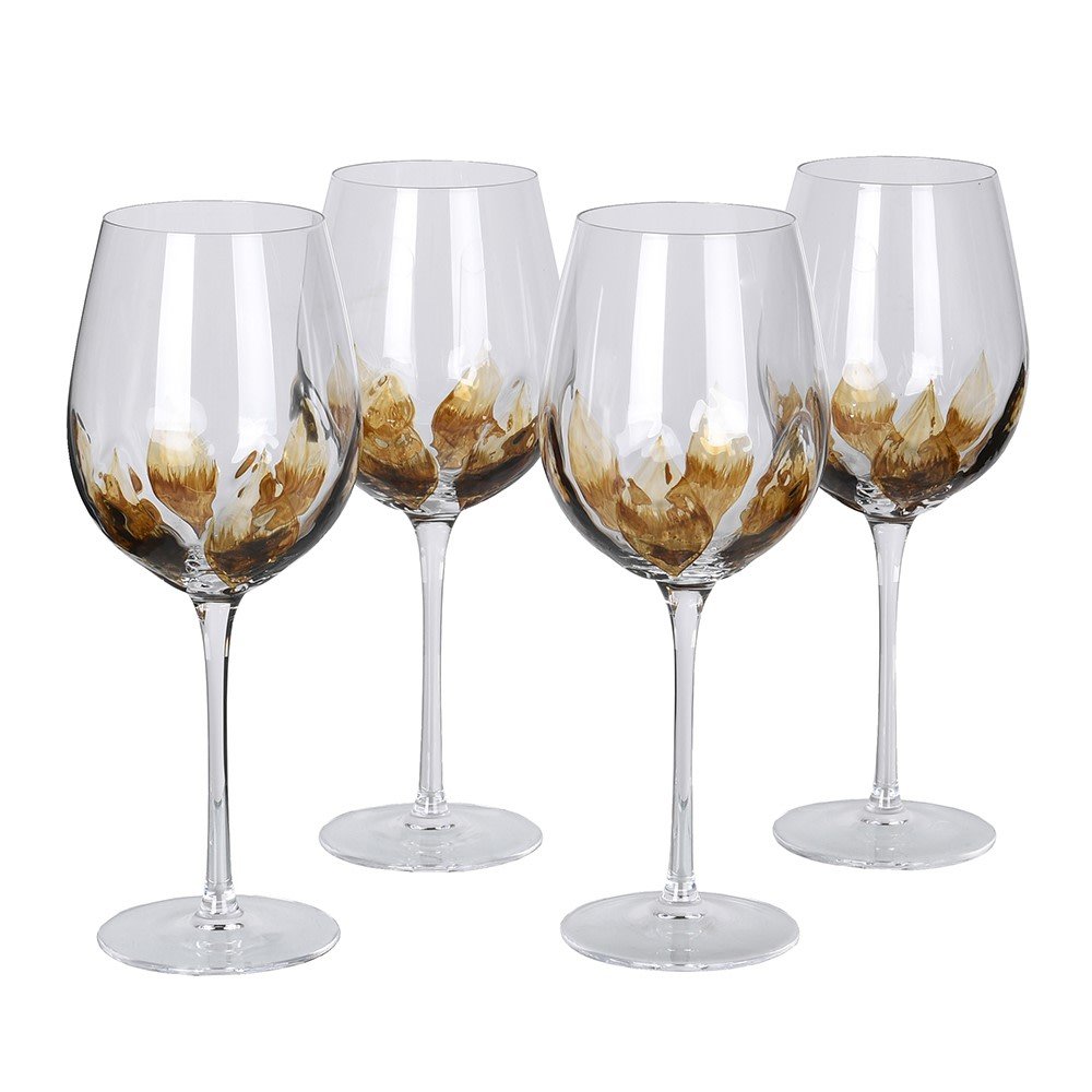 S/4 Petal Red Wine Glasses - LUXONAS