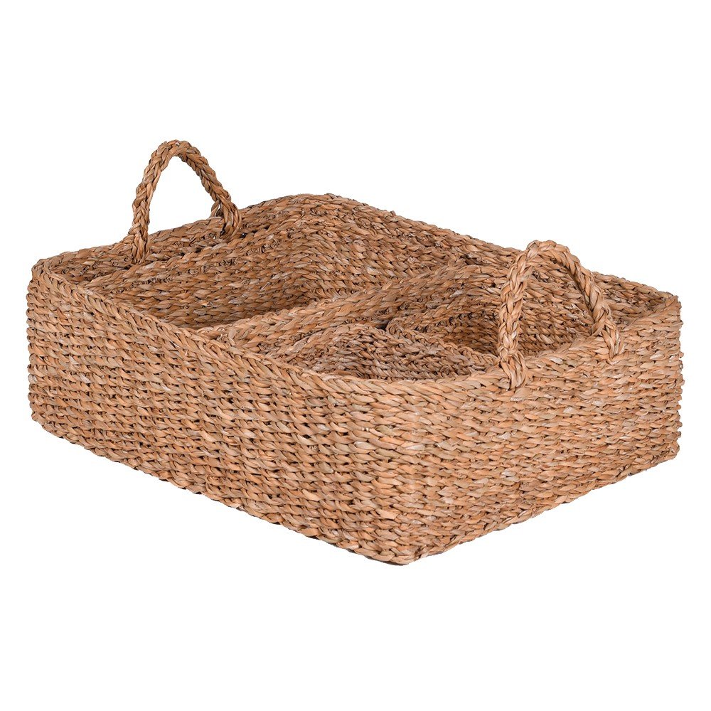 S/5 Multisize Woven Seagrass Trays - LUXONAS