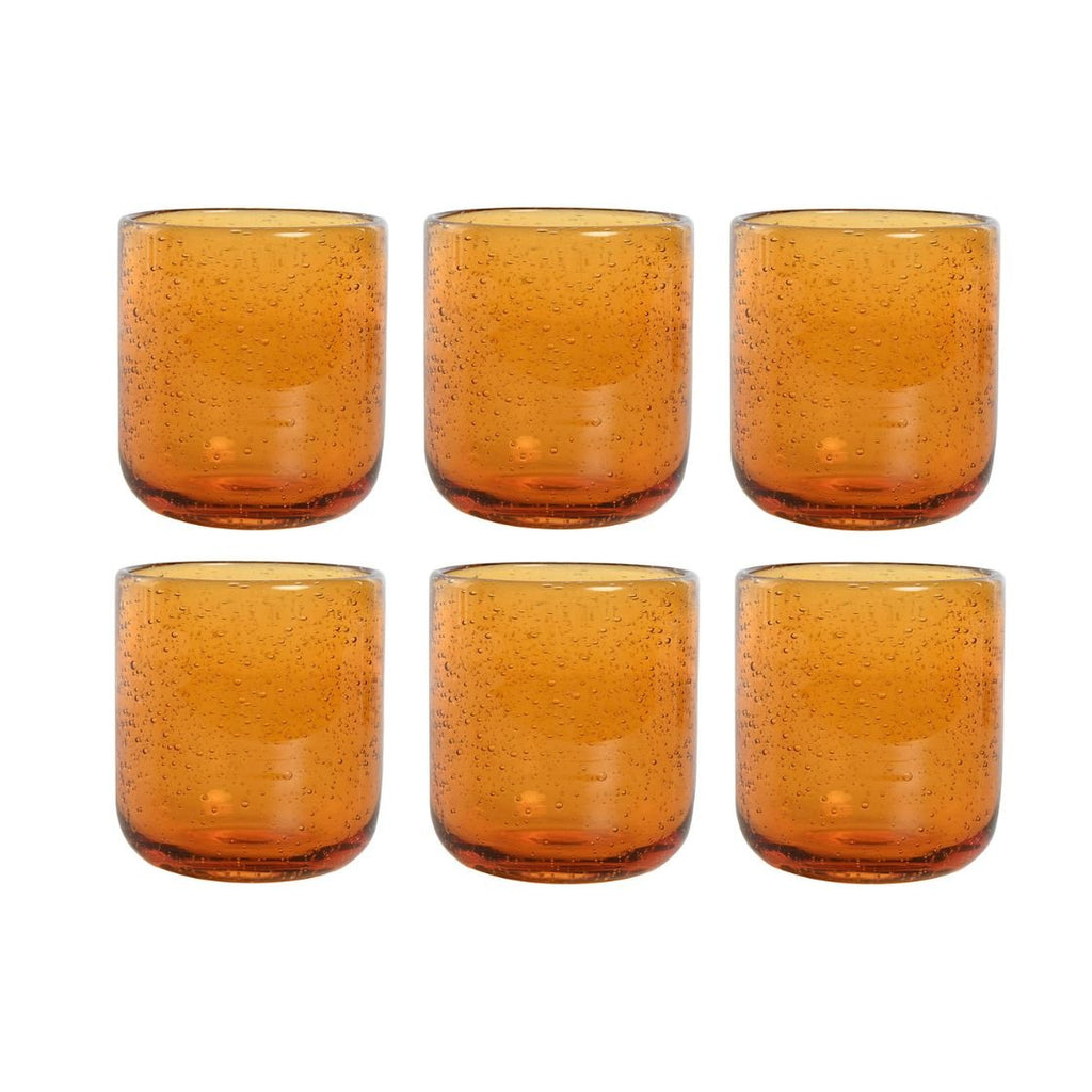 Set of 6 Handmade Amber Water Glasses