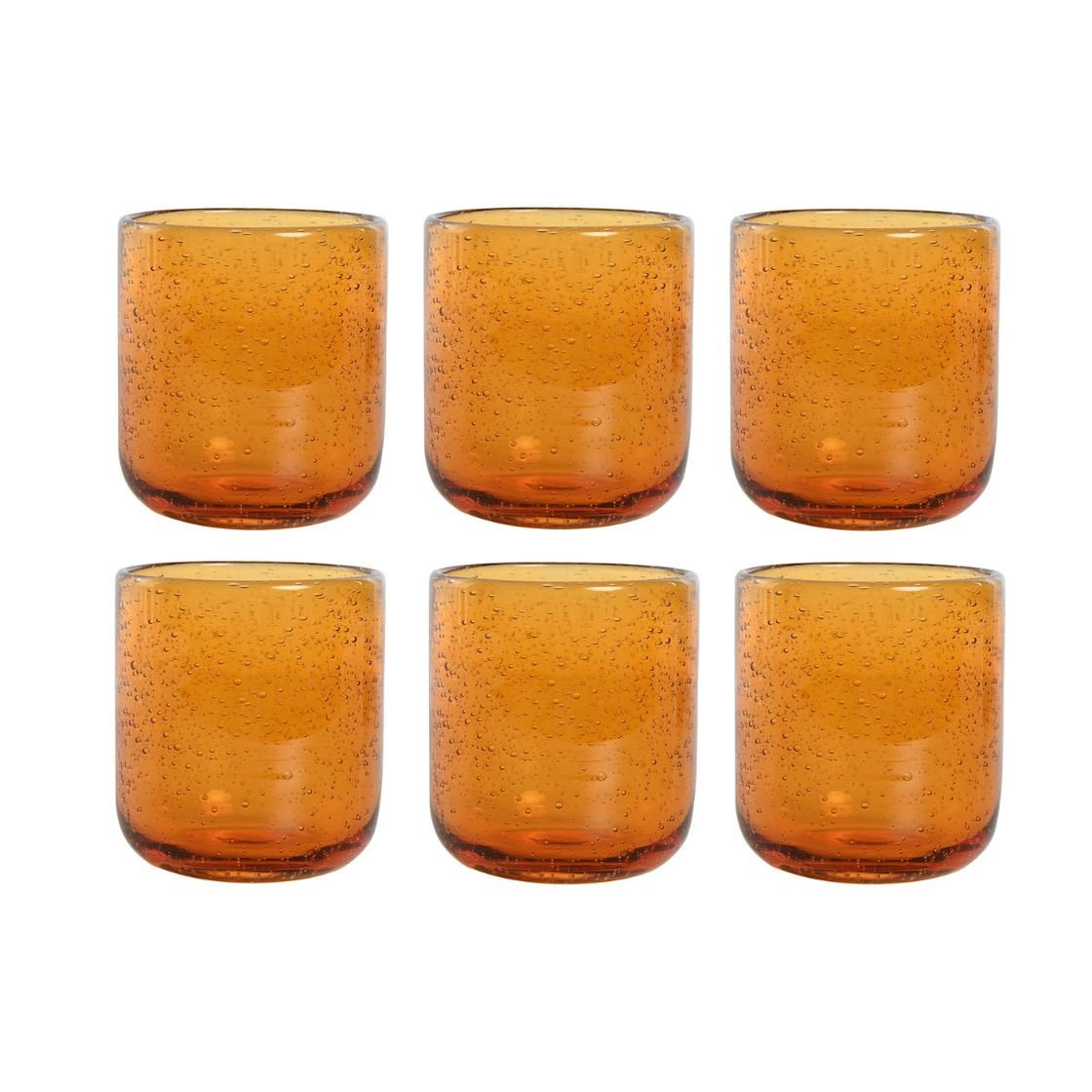 Set of 6 Handmade Amber Water Glasses