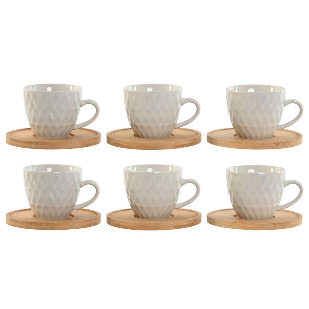 Set of 6 BeeHive Coffee Cups with Wooden Saucers