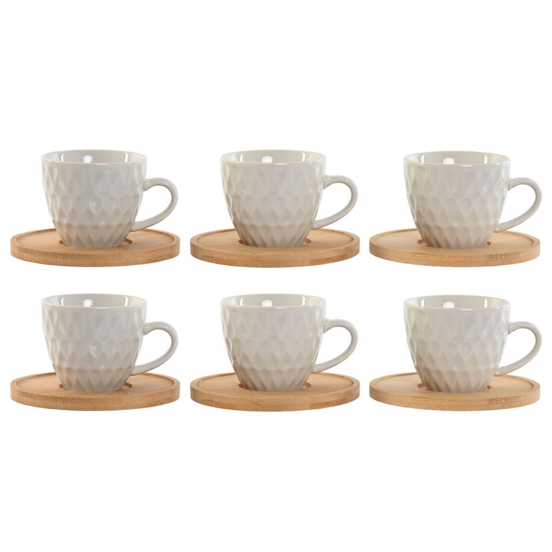 Set of 6 BeeHive Coffee Cups with Wooden Saucers