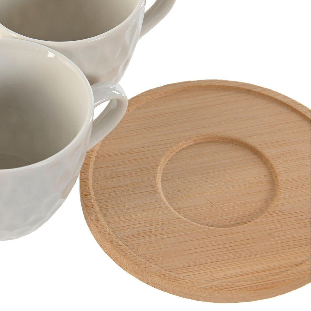 S/6 BeeHive Coffee Cups on Wooden Saucer - LUXONAS