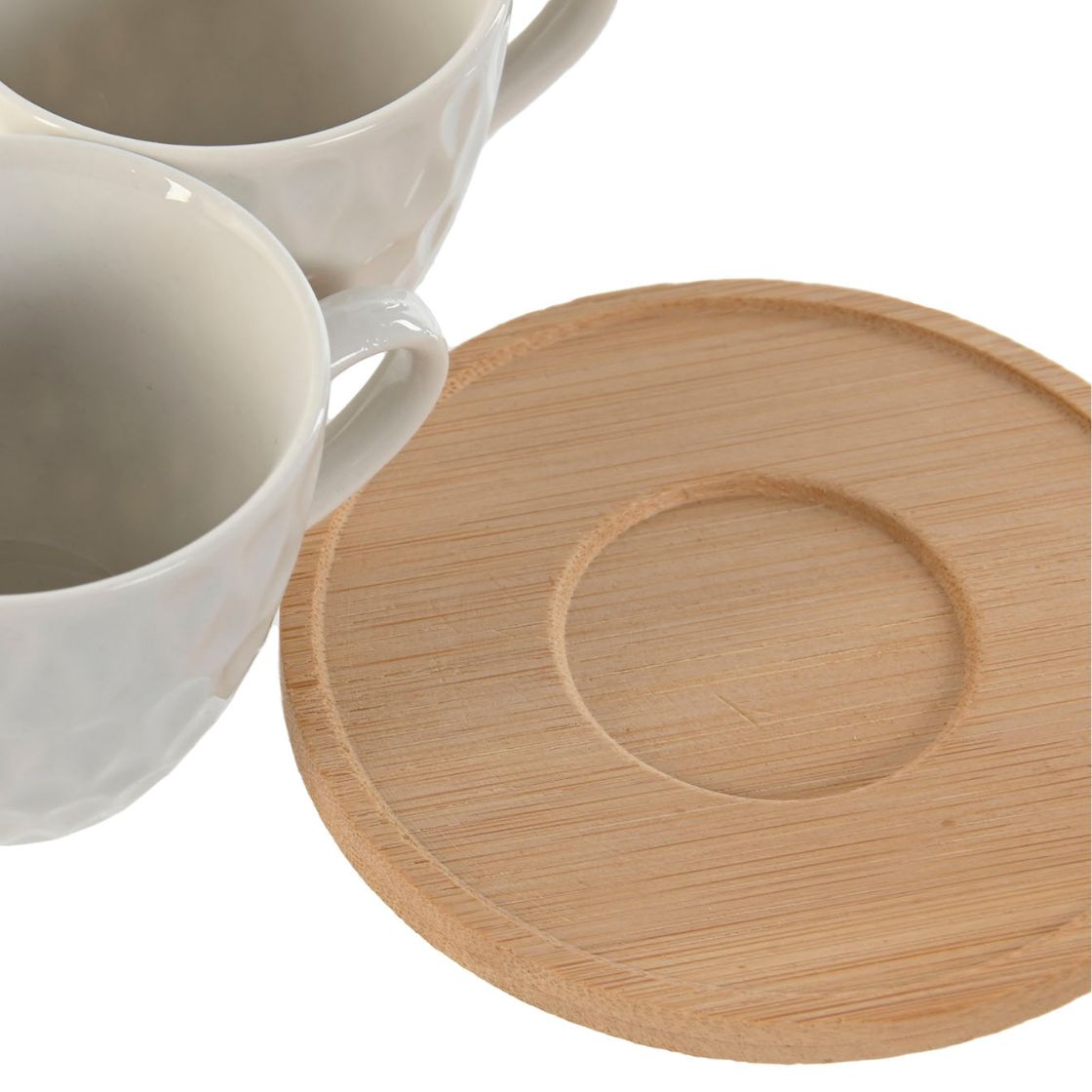 S/6 BeeHive Coffee Cups on Wooden Saucer - LUXONAS