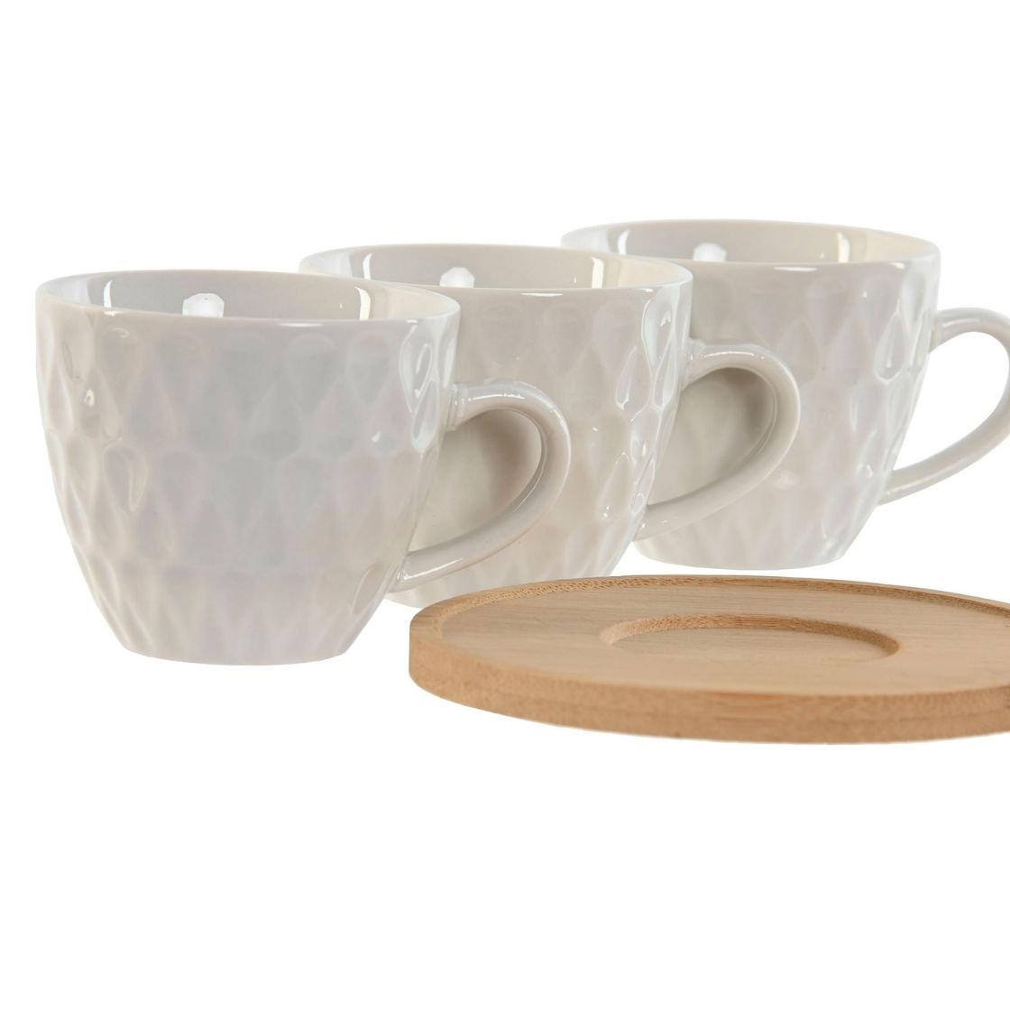 S/6 BeeHive Coffee Cups on Wooden Saucer - LUXONAS
