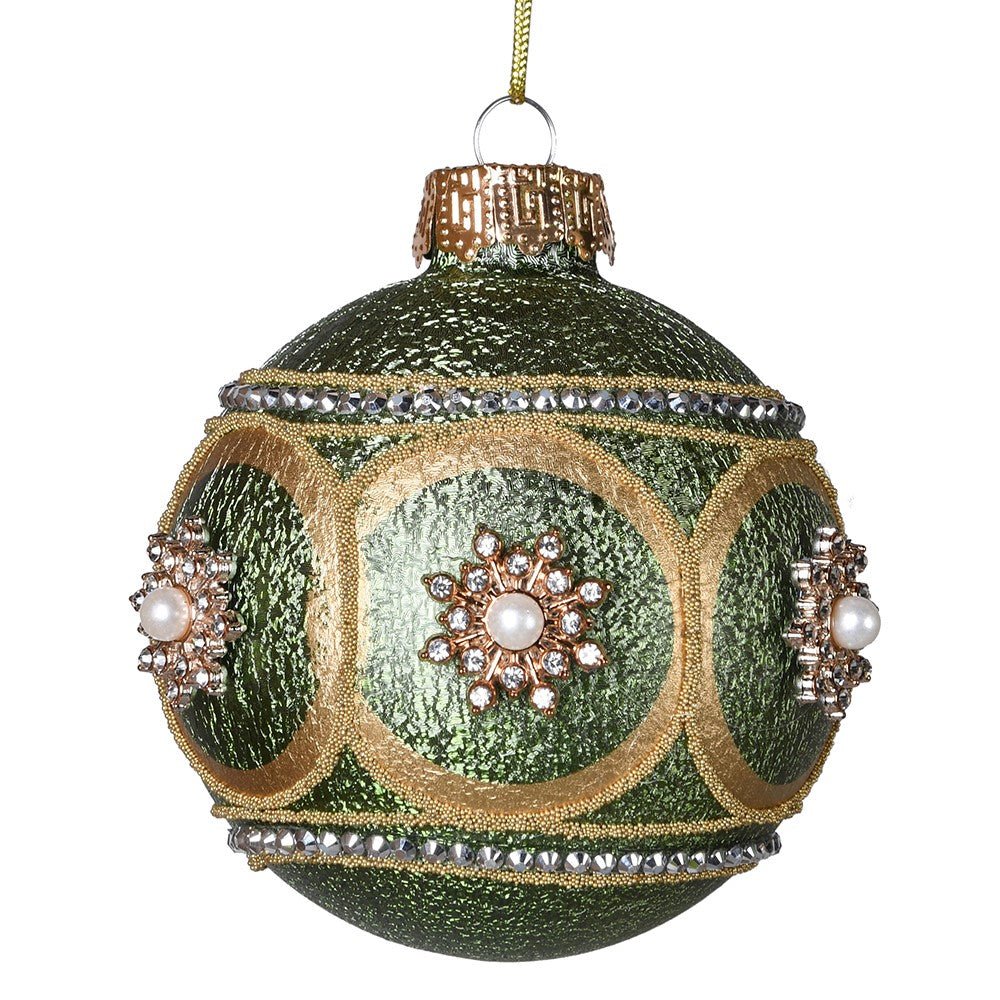 Sage Diamante Bauble: Elegant Decorative Ornament - LUXONAS