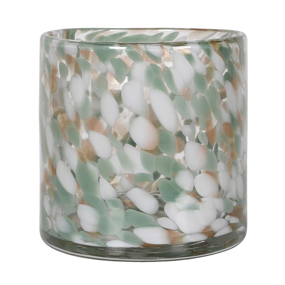 Sage Drops Hand-Blown Glass Hurricane Lamp