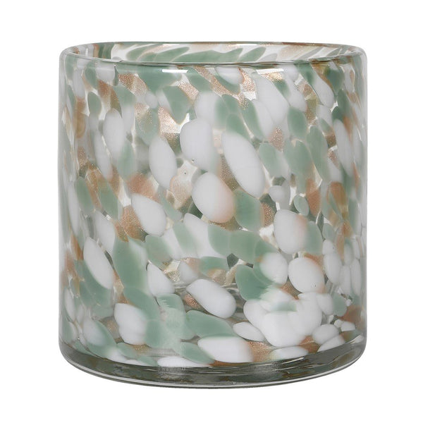 Sage Drops Hand-Blown Glass Hurricane Lamp
