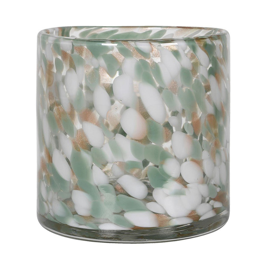 Sage Drops Hand-Blown Glass Hurricane Lamp