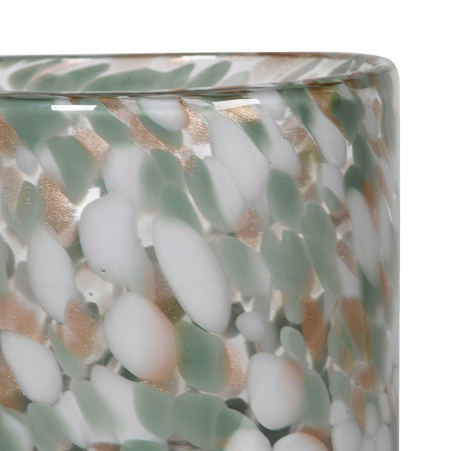 Sage Drops Hand-Blown Glass Hurricane Lamp