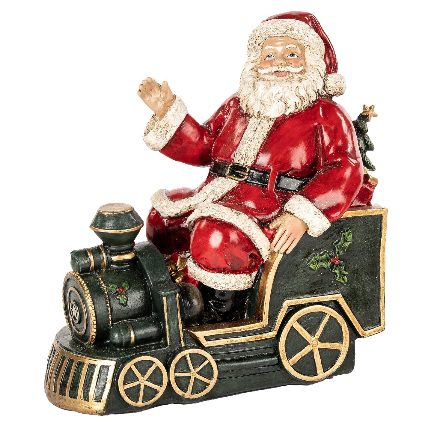 Santa Riding Xmas Train Figurine - LUXONAS