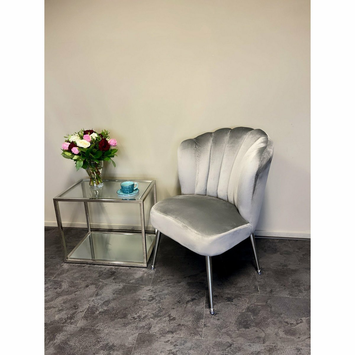 Sara - Chrome Frame + Grey - LUXONAS HOME