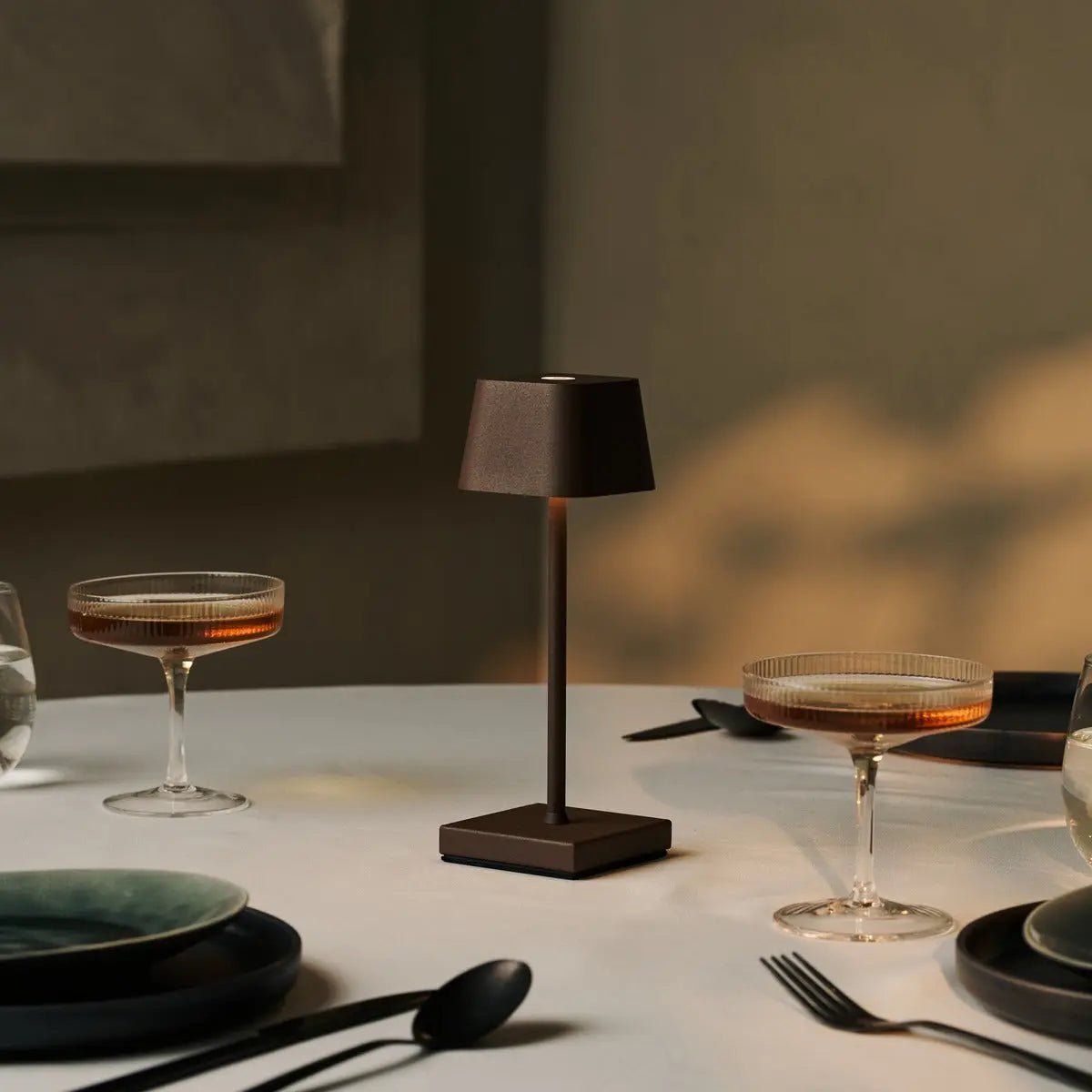 Sarphati Mini Mocha Brown Cordless Table Lamp | Rechargeable via Charging Station & 3 Light Modes - LUXONAS HOME