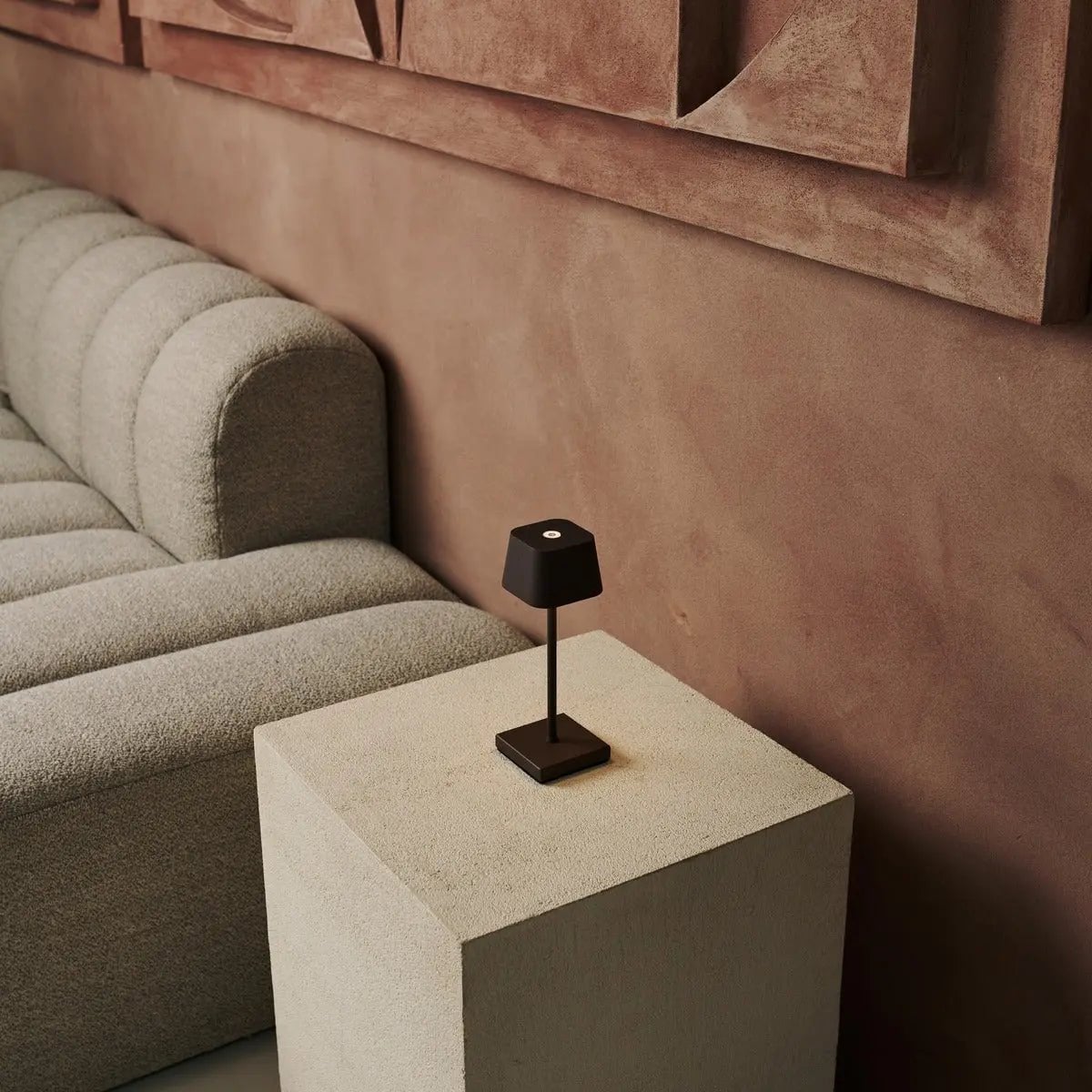 Sarphati Mini Mocha Brown Cordless Table Lamp | Rechargeable via Charging Station & 3 Light Modes - LUXONAS HOME