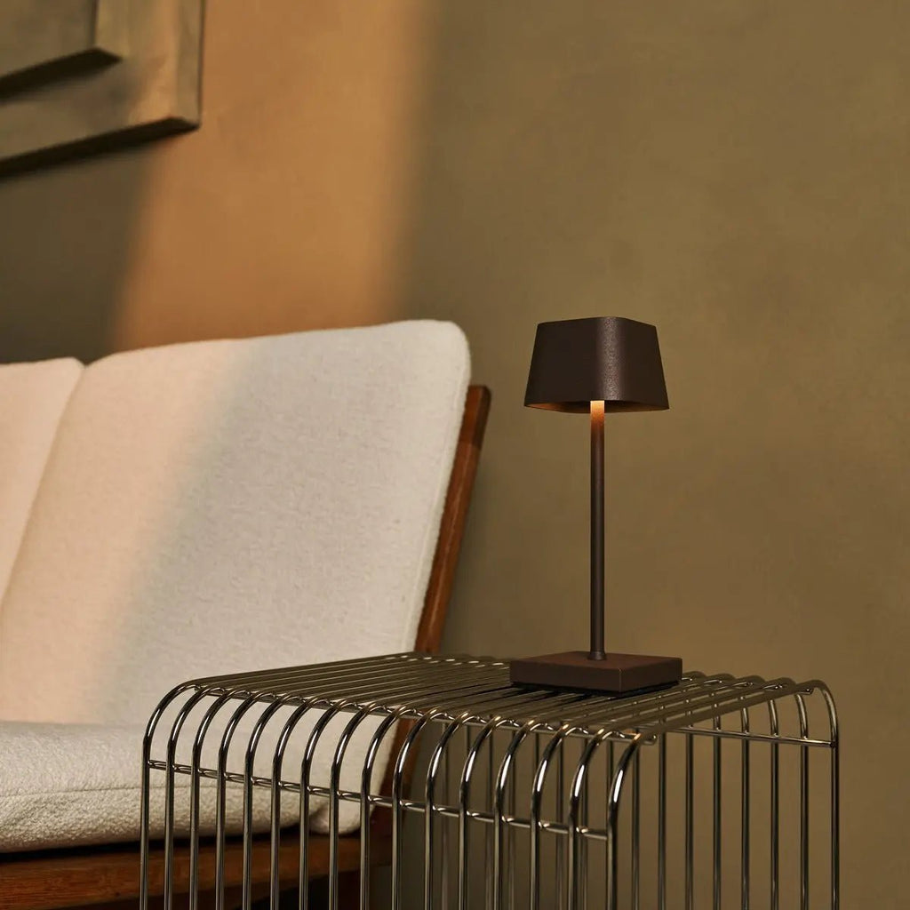 Sarphati Mini Mocha Brown Cordless Table Lamp | Rechargeable via Charging Station & 3 Light Modes - LUXONAS HOME