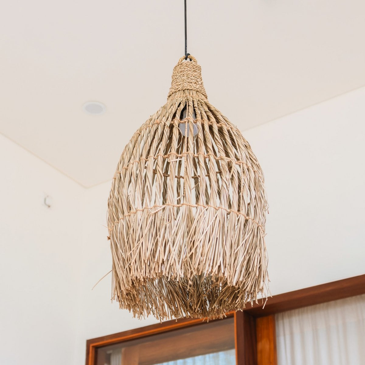 Seagrass Ceiling Light – Boho Lampshade Pendant Light – Natural Hanging Lamp – Large Funnel - Shaped Seagrass Lampshade LAMPUNG (Ø 40 cm) - LUXONAS HOME