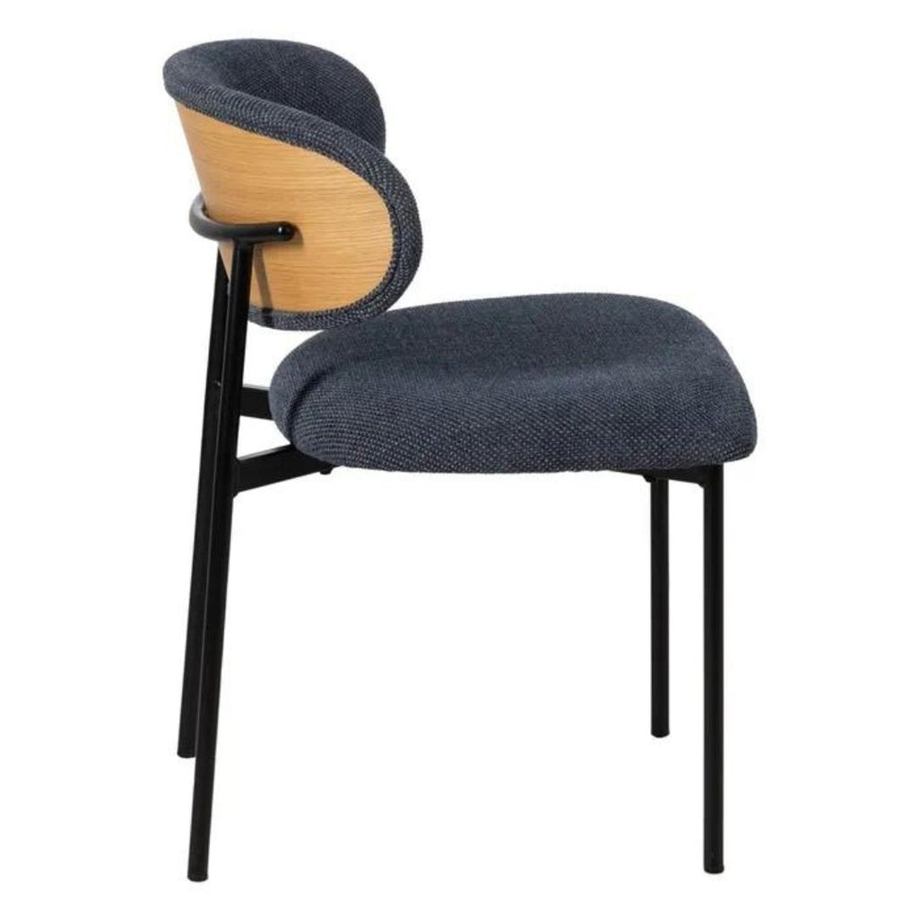 Serenity Blue Fabric Chair w/Black Metal Frame - LUXONAS