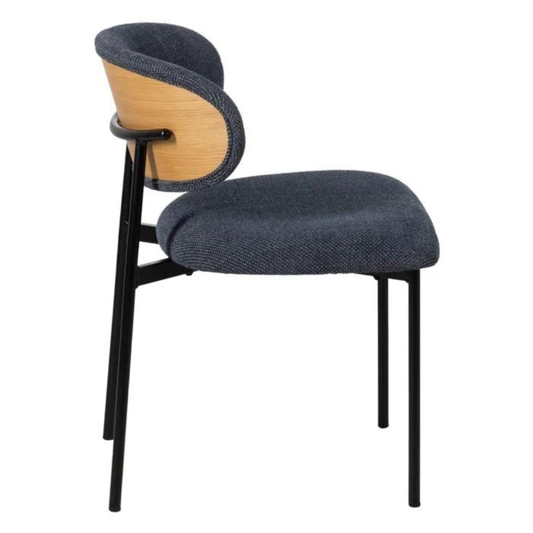 Serenity Blue Fabric Chair w/Black Metal Frame - LUXONAS